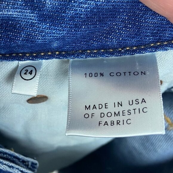 Revolve GRLFRND Denim Eva A-Frame Gusset Mini Skirt Walk The Way Size 24‎ or 0 - Picture 5 of 11